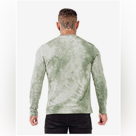 GINGTTO Mens Long Sleeve TShirt Slim Fit Hip Hop Tye Dyed Shirt Size XL - Picture 4 of 6